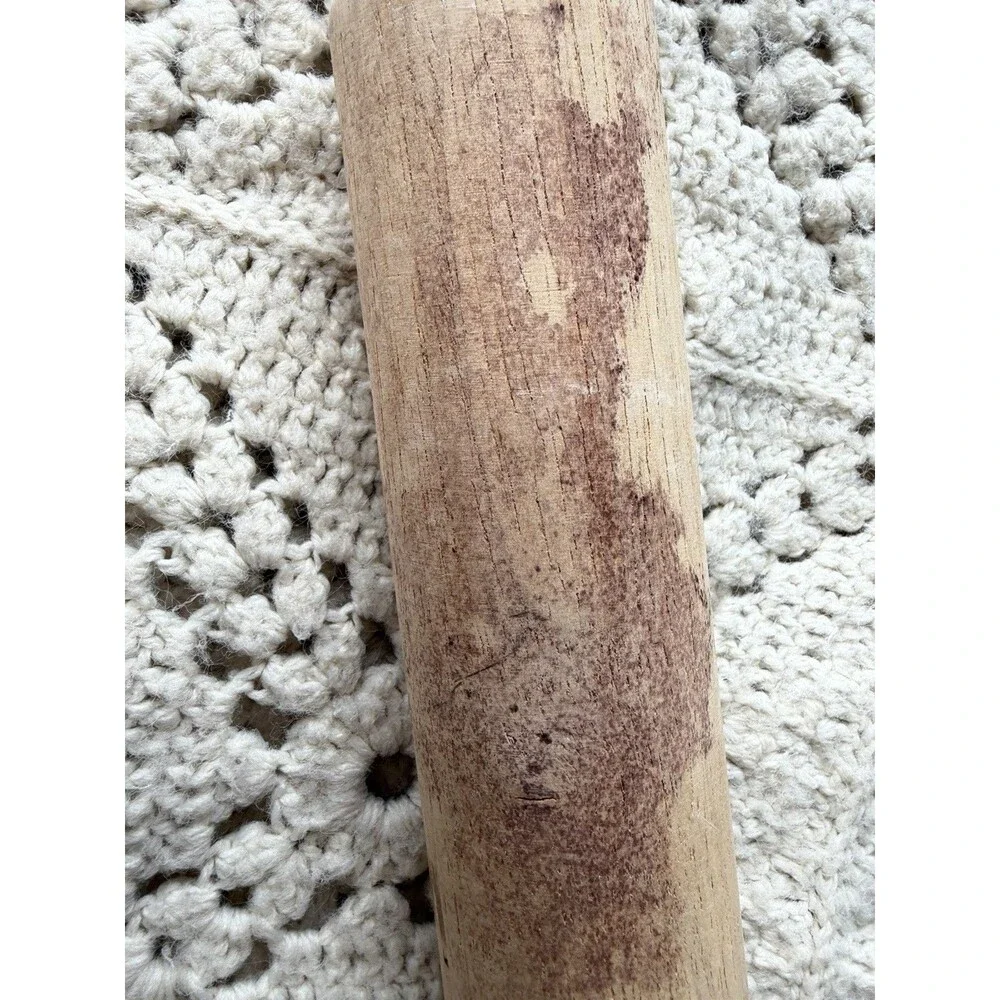 Wood Plain Rolling Pin With Handles Brown Solid/Plain vintage see pictures